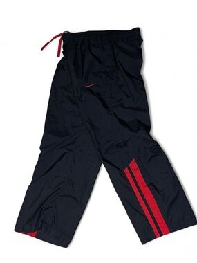 Vintage Nike Track Pants Men M Black Red Baggy Wide Leg Skater Y2K Windbreaker